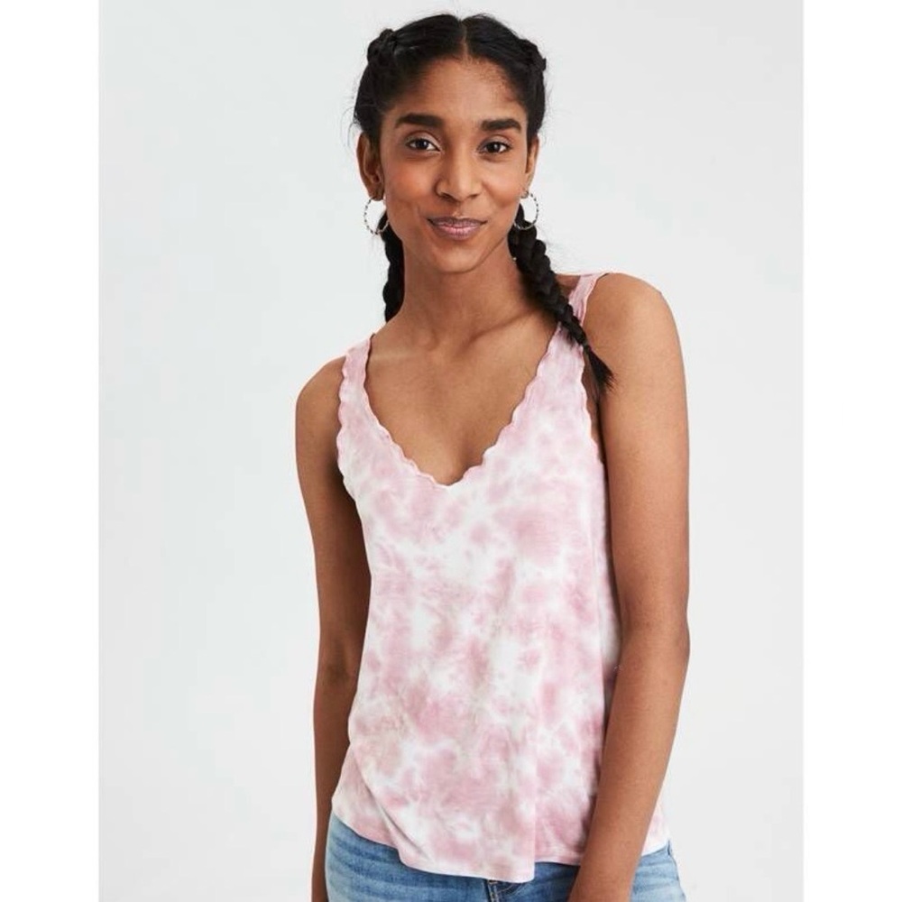 American Eagle Soft & Sexy Tie Dye Scallop Edge Swing Tank | Size Medium